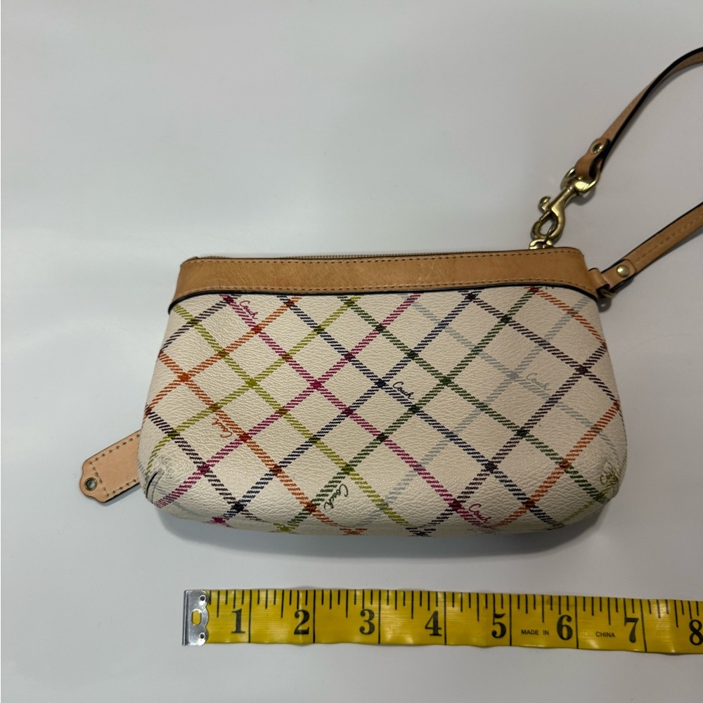 Coach Peyton Tattersall Multicolor Plaid Wristlet with leather trim - medium - Picture 9 of 16
